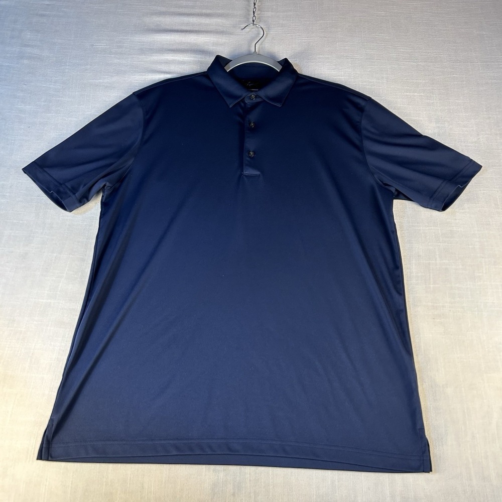 Greg Norman Play Dry 1/4 Button Down Polo Golf Shirt Size Large Navy Blue